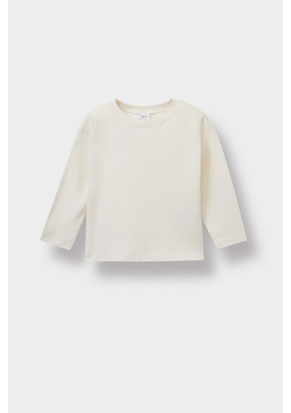 Kız Bebek Bisiklet Yaka Uzun Kollu Tişört E8355A525AU