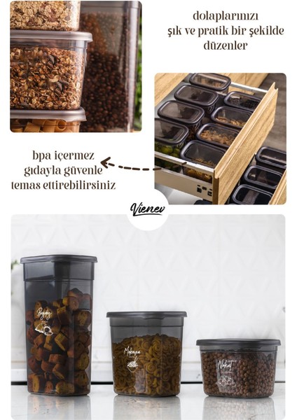 15'li Dikdörtgen Saklama Kutusu Seti, 5 Boyut, Serigrafi Etiketli, Kullanışlı ve Şık modelleri