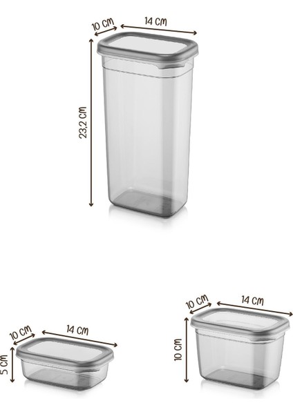 15'li Dikdörtgen Saklama Kutusu Seti, 5 Boyut, Serigrafi Etiketli, Kullanışlı ve Şık