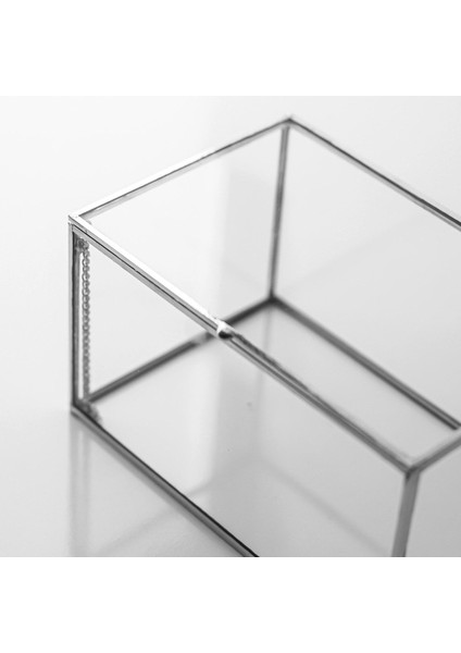 Şeffaf Cam Kapaklı Takı Kutusu, Organizer, Nişan, Gri, 15X10X8CM modelleri