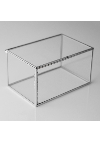 Şeffaf Cam Kapaklı Takı Kutusu, Organizer, Nişan, Gri, 15X10X8CM fırsatları