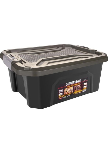 Renkli Kapaklı Saklama Kutusu 20 Lt, ASR-4043, Güçlü ve Şık Tasarım