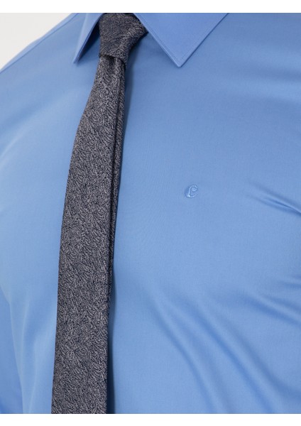 Erkek Mavi Slim Fit Pamuklu Klasik Gömlek 50311551-VR036