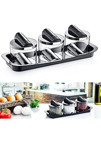 3'lü Şeffaf Baharatlık Seti, Şık ve Pratik Mutfak Düzenleyici