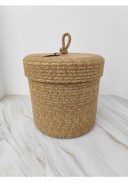Kahverengi Çok Amaçlı Kapaklı Organizer Sepet 25X25