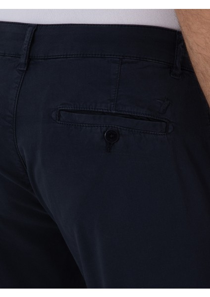 Erkek Lacivert Slim Fit Pamuk Karışımlı Kanvas Pantolon 50312177-VR033