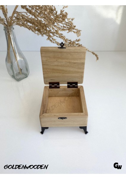 Doğal Ahşap Takı Saklama Kutusu, Ceviz Renk, BOY:11CM, EN:11CM, Yük:7,5cm fiyatları