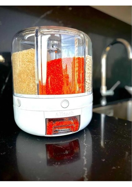 Dönebilen 6'lı Çok Amaçlı Saklama Seti, 6kg, Gıda ve Baharat Organizer, Beyaz