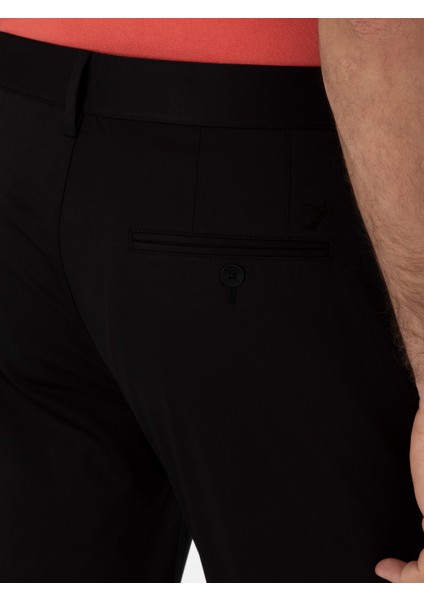 Erkek Siyah Slim Fit Pamuk Karışımlı Kanvas Pantolon 50298899-VR046