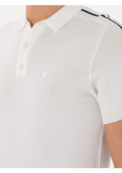Erkek Beyaz Slim Fit Polo Yaka Triko T-Shirt 50299419-VR013