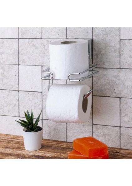 Yapışkanlı Yedekli Tuvalet Kağıtlık, Çok Renkli, Pratik ve Şık Tasarım