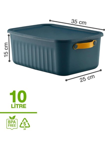 3 Adet 10 Lt Çok Amaçlı Kapaklı Dekoratif Saklama Kutusu Mavi modelleri
