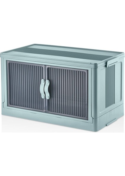 Turkuaz Katlanabilir Çok Amaçlı Kapaklı Organizer Dolap, Şık ve Portatif Tasarım