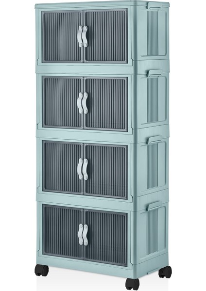 Turkuaz Katlanabilir Çok Amaçlı Kapaklı Organizer Dolap, Şık ve Portatif Tasarım fiyatları