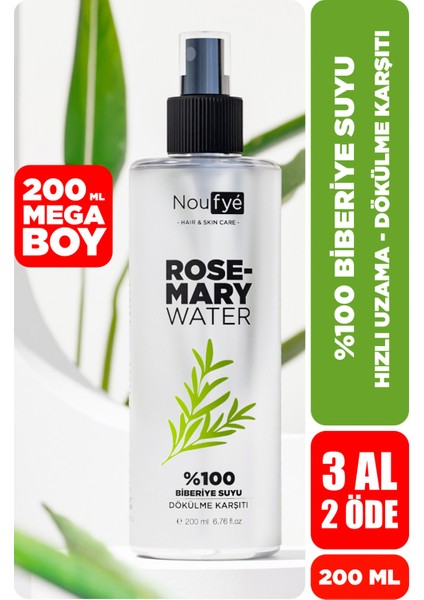 Sağlıklı Saç Uzama Destekleyici & Anti Dökülme, %100 Saf Biberiye Suyu 200ML