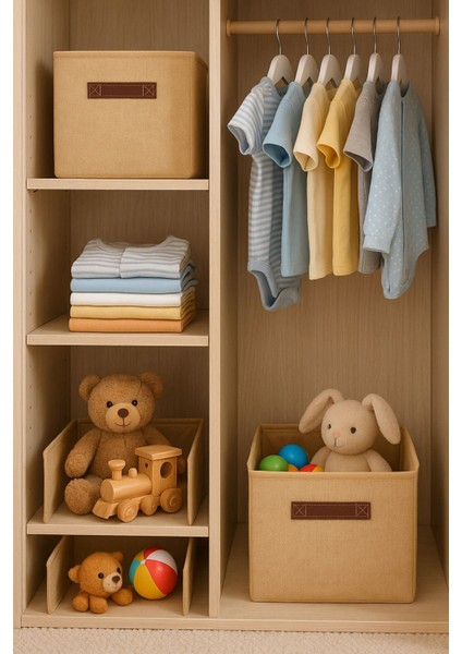 Katlanabilir Jüt Kapaklı Dolap Içi Saklama Kutusu 30X30X30 Bej fiyatları