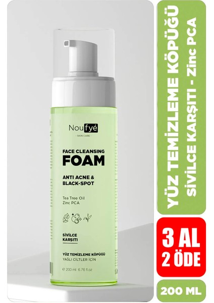 Sivilce & Akne Karşıtı Yağlı ve Karma Ciltlere Çay Ağacı Yağı & Zinc Pca Yüz Temizleme Köpüğü 200 ml