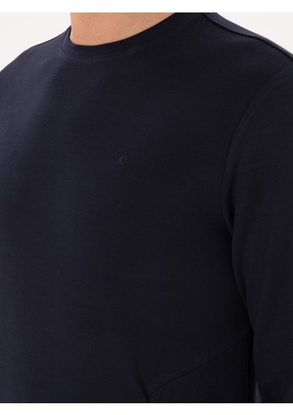 Erkek Lacivert Regular Fit Modal Karışımlı Bisiklet Yaka Sweatshirt 50300937-VR033