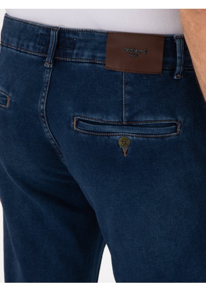 Erkek Lacivert Slim Fit Pamuk Karışımlı Jean Pantolon 50298884-VR033