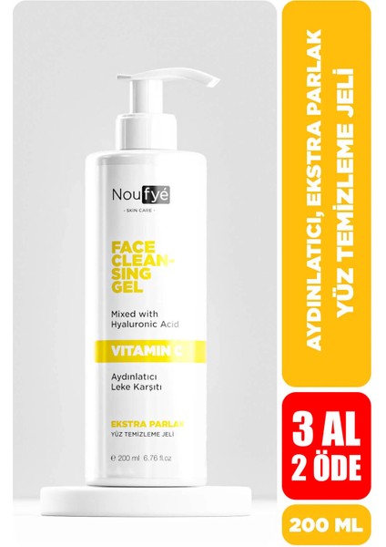 C Vitamini & Hyaluronic Acid Aydınlatıcı, Leke Karşıtı Yüz Temizleme Jeli 200 ml