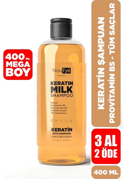 Keratin Sütü & Provitamin B5 Şampuanı - Tuzsuz & Sülfatsız Keratin Yükleme Şampuanı 400 ml