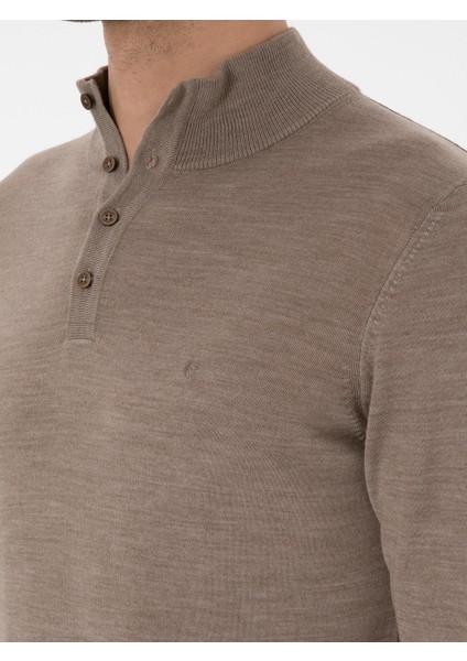 Erkek Vizon Slim Fit Kazak 50311699-VR052