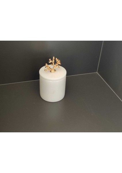 Beyaz Mermer ve Mercan Aksesörlü Şık Baharatlık Seti