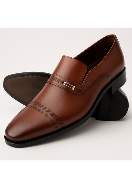 GR0108 Hakiki Antik Deri Taba Renk PVC Taban Business Klasik Erkek Ayakkabı indirimleri