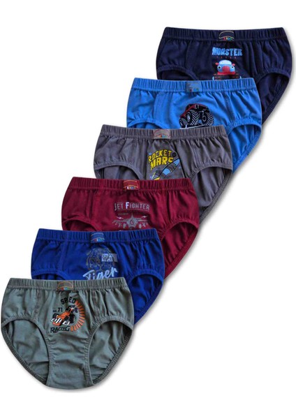 %95 Pamuklu Erkek Çocuk Slip Külot Iç Çamaşır 6'lı Set