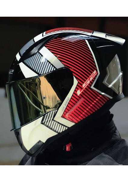 Rapıd 2 Race Extra Beyaz-Kırmızı Fullface Motosiklet Kaskı Gold Camlı fırsatları