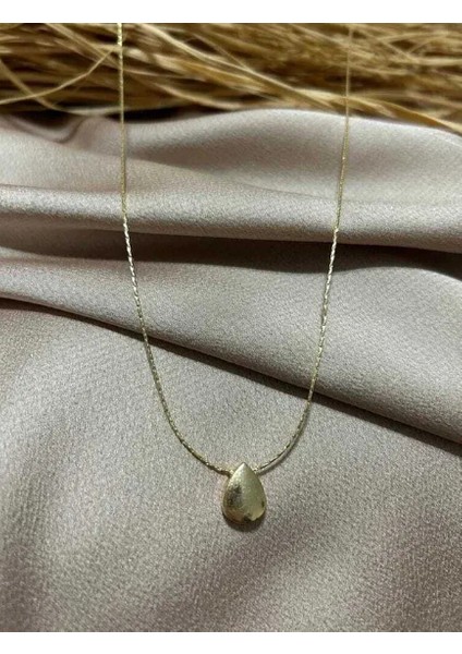 Damla Aparatlı Gold Kolye
