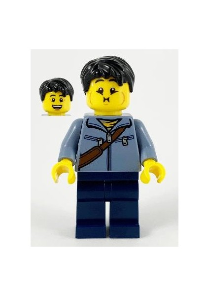 Minifigür Man Sand Blue Jacket And Reddish Brown Satchel HOL226