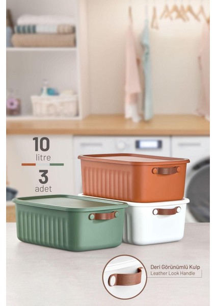 3'lü Çok Amaçlı Kapaklı Organizer Kutu, Dolap, Banyo, Mutfak Düzenleyici