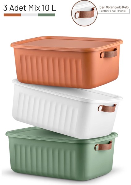 3'lü Çok Amaçlı Kapaklı Organizer Kutu, Dolap, Banyo, Mutfak Düzenleyici fiyatları