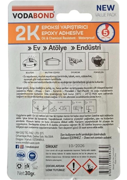 Suya Dayanıklı Çok Amaçlı Epoksi Plastik Yapıştırıcı 30 Gr. fiyatları