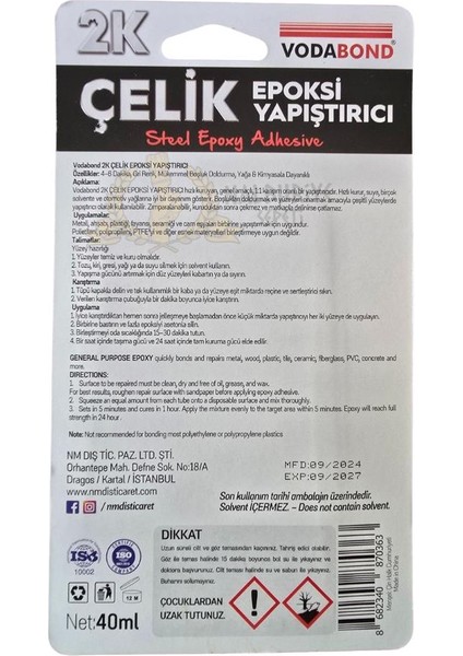 Isıya Dayanıklı Çok Amaçlı Epoksi Çelik Yapıştırıcı 40 Ml. fiyatları