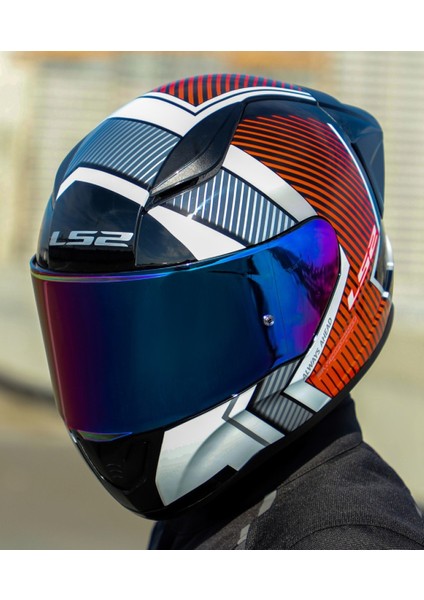 Rapıd 2 Race Extra Beyaz-Kırmızı Fullface Motosiklet Kaskı Gökkuşağı Camlı