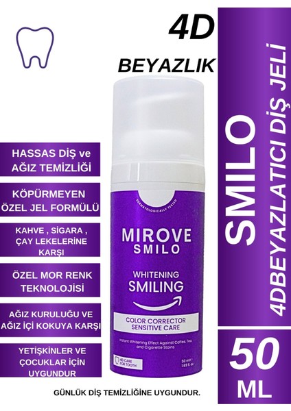 Smılo 4D Koruma Mor Diş Jeli Beyazlatıcı Etkiyle 50 ml Ardıç ve Nane Aromalı