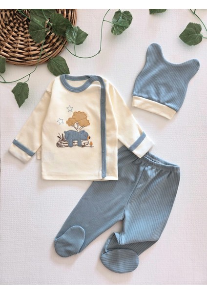 %100 Pamuklu 0-3 Ay Yenidoğan Bebek Hastane Çıkışı 3lü Set modelleri