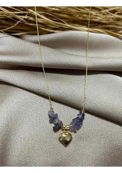 Kalpli Ametist Doğal Taş Kolye