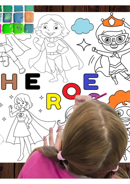 Süper Kızlar 2.5m Dev Boyama | Doğum Günü Partisi Anaokul Kreş Özel Aktivite Hediye