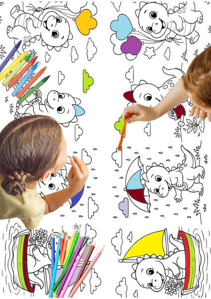 Ikiz Dinolar 2.5m Dev Boyama Kağıdı | Doğum Günü Özel Aktivite fiyatları