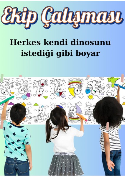 Ikiz Dinolar 2.5m Dev Boyama Kağıdı | Doğum Günü Özel Aktivite modelleri