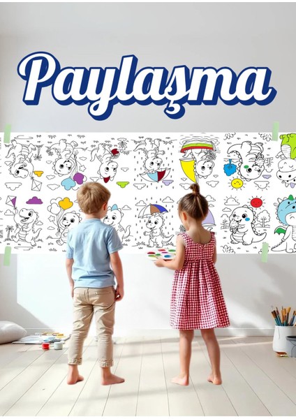 Ikiz Dinolar 2.5m Dev Boyama Kağıdı | Doğum Günü Özel Aktivite fırsatları