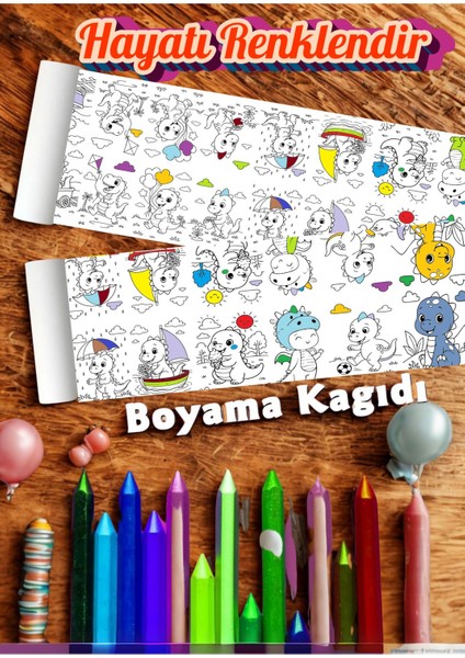 Ikiz Dinolar 2.5m Dev Boyama Kağıdı | Doğum Günü Özel Aktivite indirimleri
