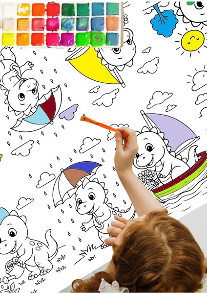 Ikiz Dinolar 2.5m Dev Boyama Kağıdı | Doğum Günü Özel Aktivite