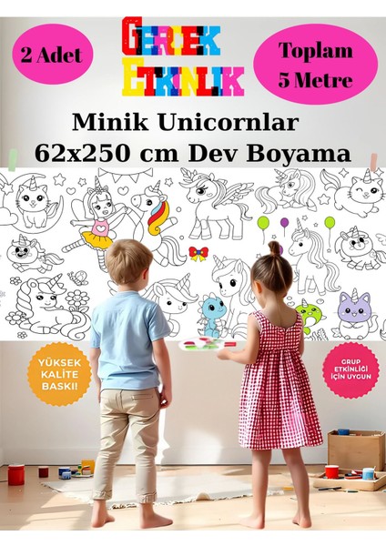 Minik Prensesler ve Unicornlar 2'li Paket 5 Metre Dev Boyama Kağıdı | Kırtasiye Doğal Oyun Hediye fiyatları