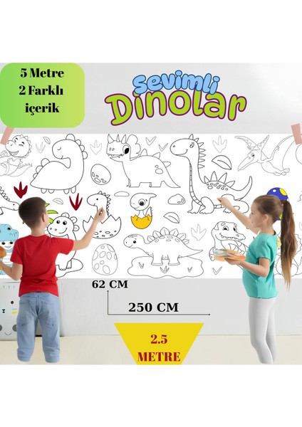 Uzay Kaşifleri - Dinolar III 2'li Paket 5 Metre Dev Boyama Kağıdı | Kırtasiye Doğal Oyun Hediye fiyatları