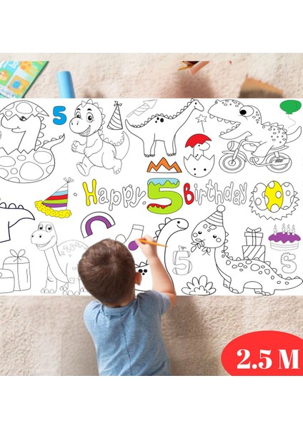 5 Yaş Doğum Günü Partisi Dinozor Temalı Dev Boyama Kağıdı | Eğitici Oyuncak, Kitap, Hediye modelleri