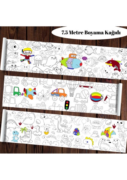 Dinolar Denizaltı Araçlar 3'lü Dev Boyama Kağıdı | Doğum Günü Partisi, Eğlenceli Oyuncak fırsatları